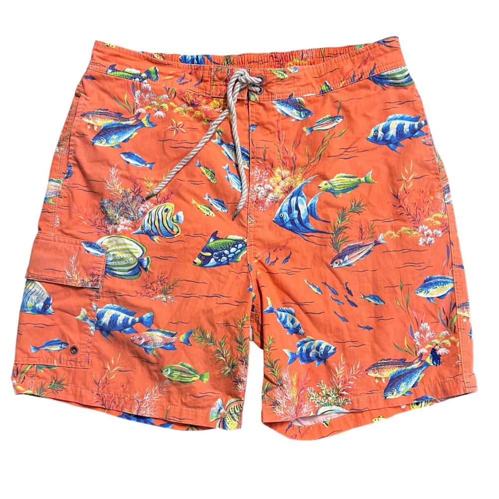 Polo Ralph Lauren Mens Coral Reef Fish Swim Trunks Board Shorts L‎